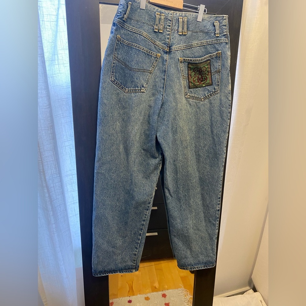 Vintage Esprit Women's horseshoe - ballon Jeans with Embroidered Pocket